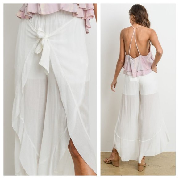 🦋MAKE AN OFFER!🦋 White Ruffle Pants - Picture 2 of 3